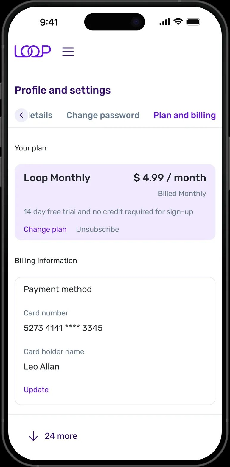 Loop — Multiselect screen
