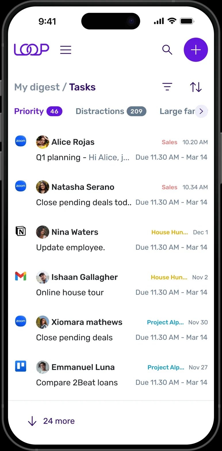 Loop — Tasks screen