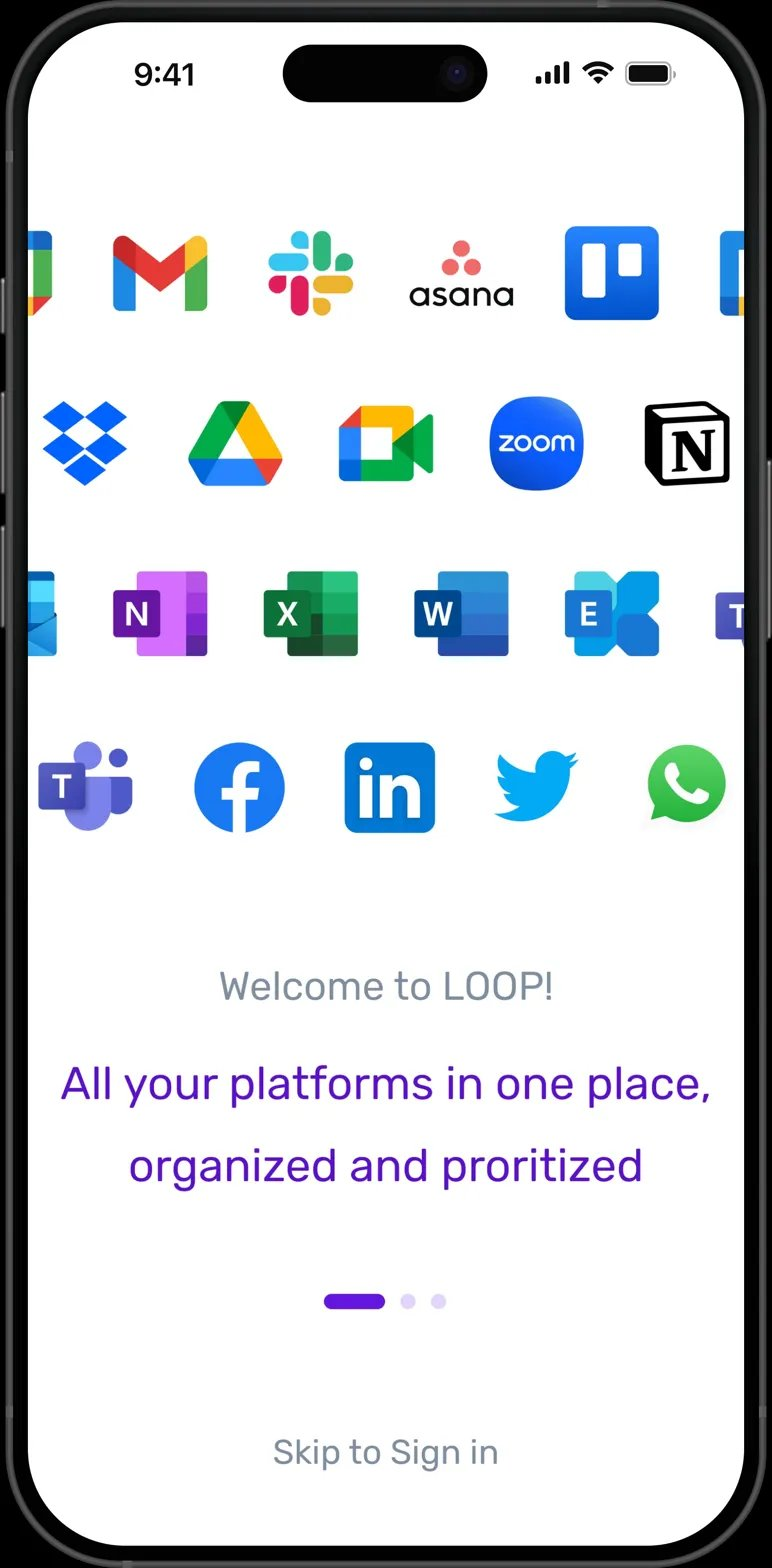 Loop — Welcome screen
