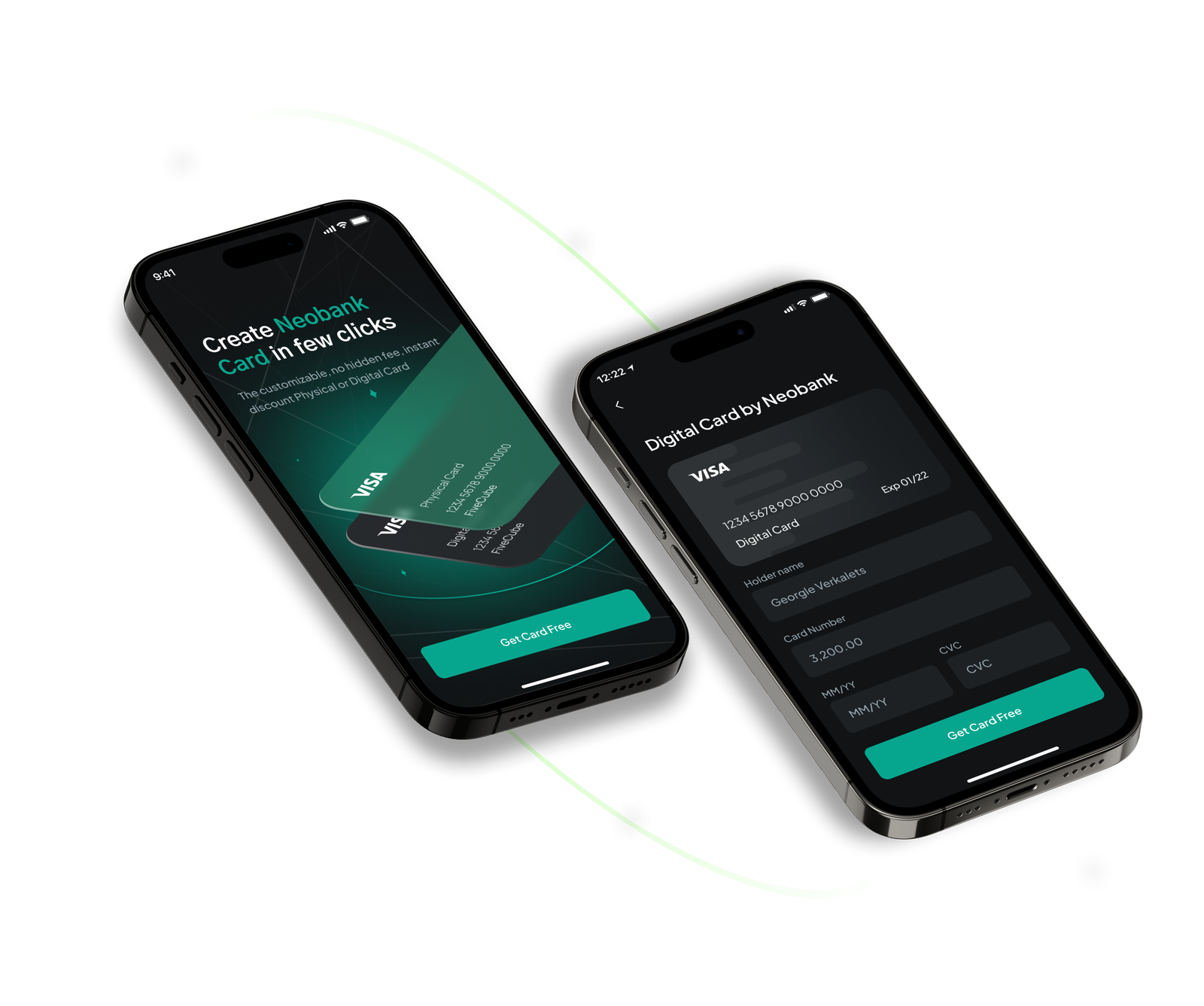 Neobank iteration — Create card flow and Digital Card by Neobank